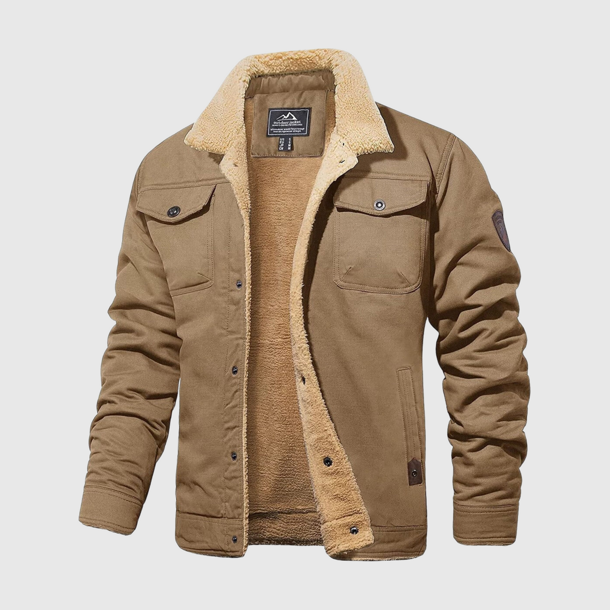 Sherpa Fleece Jas Heren Gevoerd Drukknopen Borstzakken