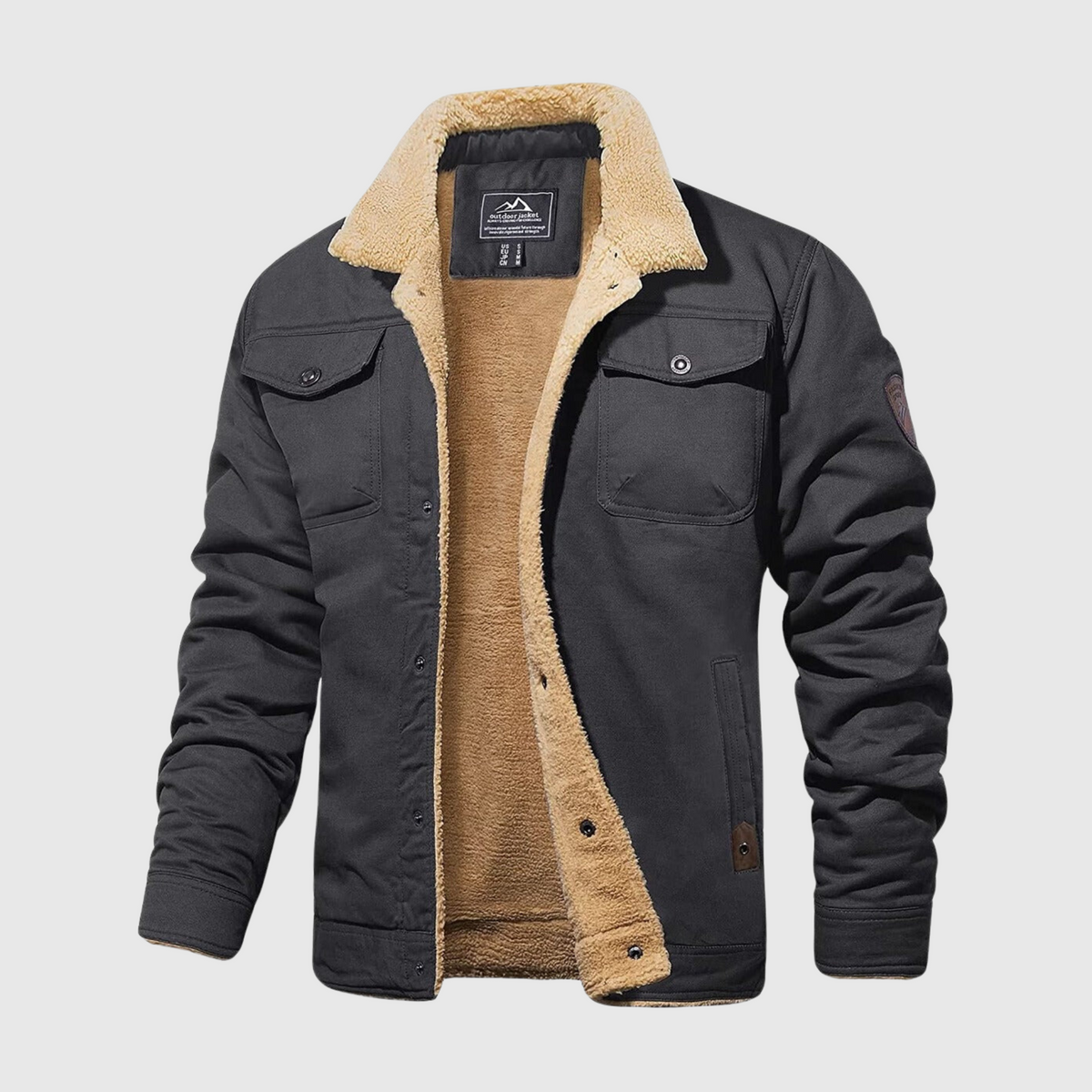 Sherpa Fleece Jas Heren Gevoerd Drukknopen Borstzakken