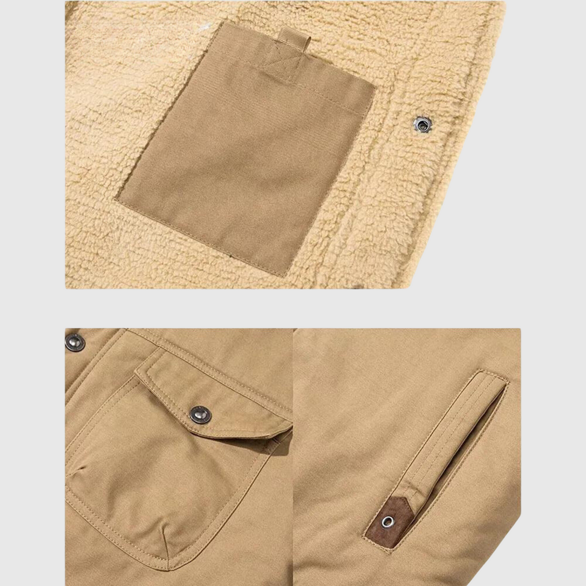 Sherpa Fleece Jas Heren Gevoerd Drukknopen Borstzakken