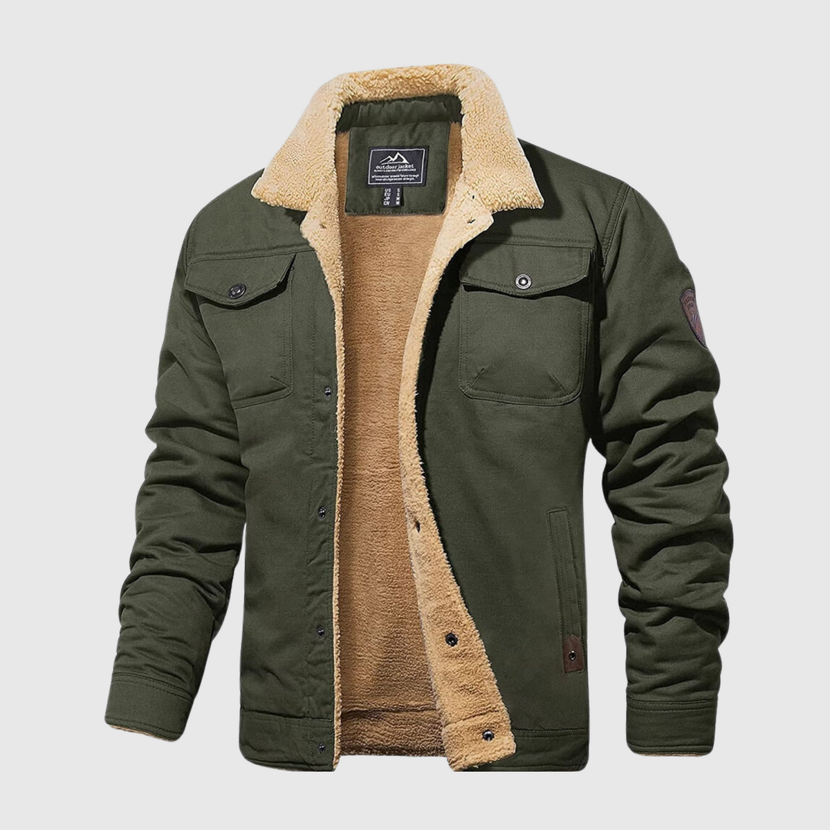 Sherpa Fleece Jas Heren Gevoerd Drukknopen Borstzakken