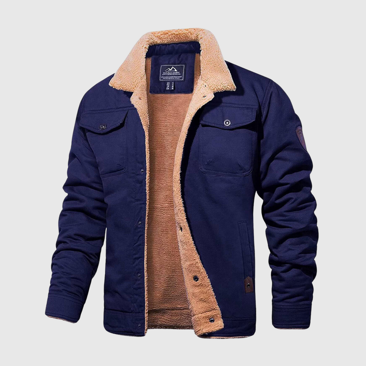 Sherpa Fleece Jas Heren Gevoerd Drukknopen Borstzakken
