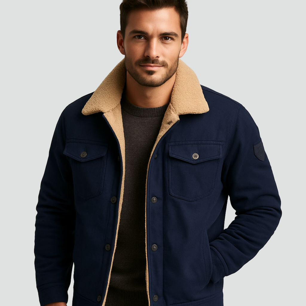 Sherpa Fleece Jas Heren Gevoerd Drukknopen Borstzakken
