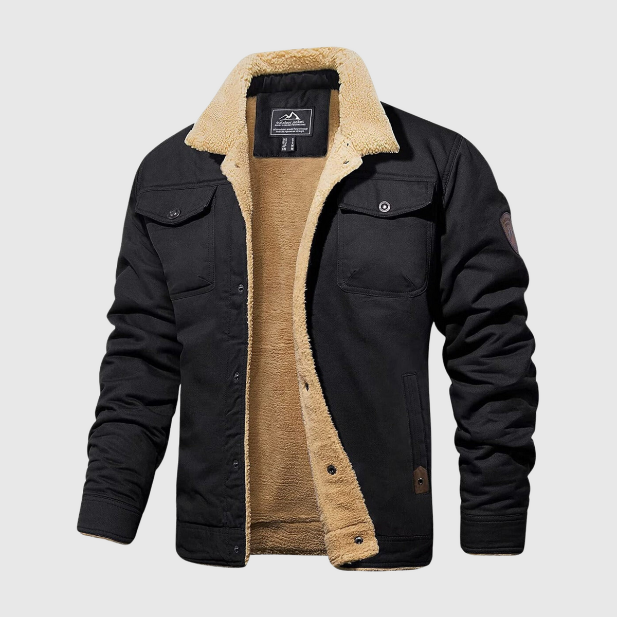 Sherpa Fleece Jas Heren Gevoerd Drukknopen Borstzakken