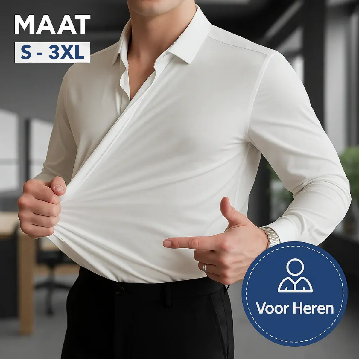 Mitchel | Kreukvrij stretchoverhemd voor heren