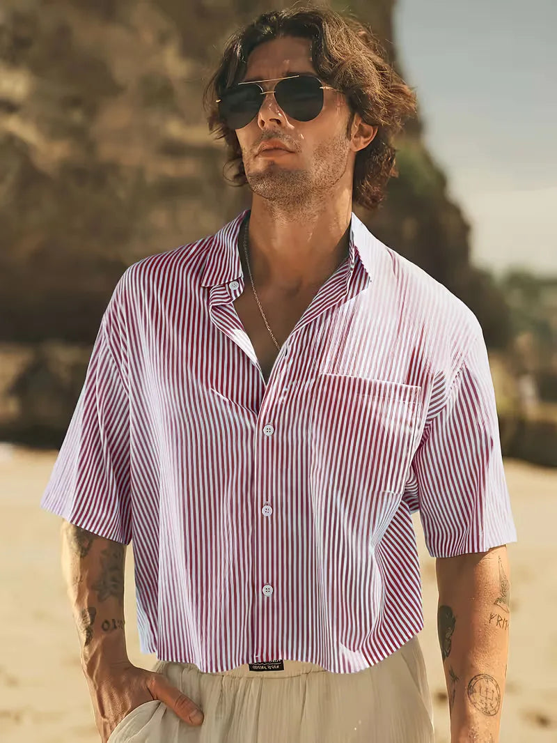 Overhemd Heren Korte Mouw | Blauw-Wit Gestreept & Zomers Relaxed