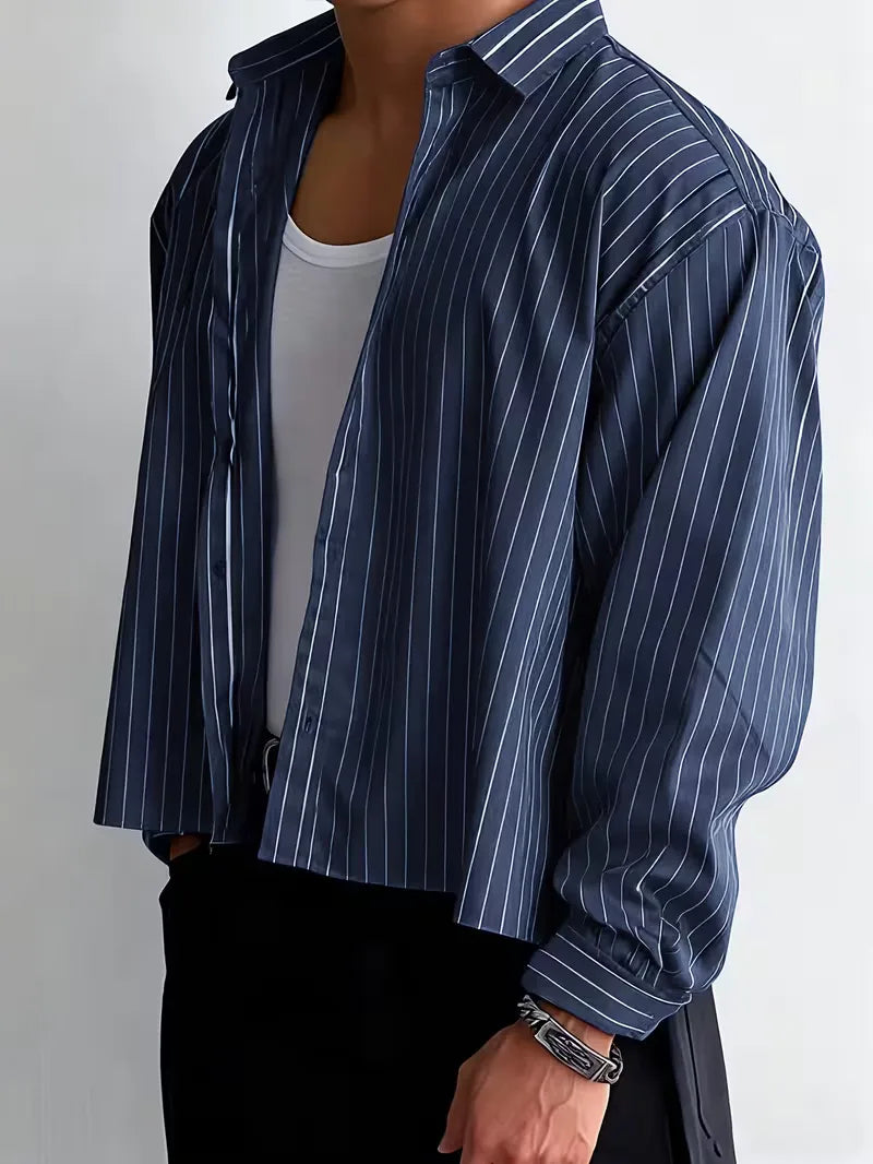 Overhemd Heren Oversized | Verticaal Gestreept & Relaxed Fit