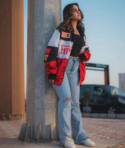Oversized jas met ritsluiting en opstaande kraag