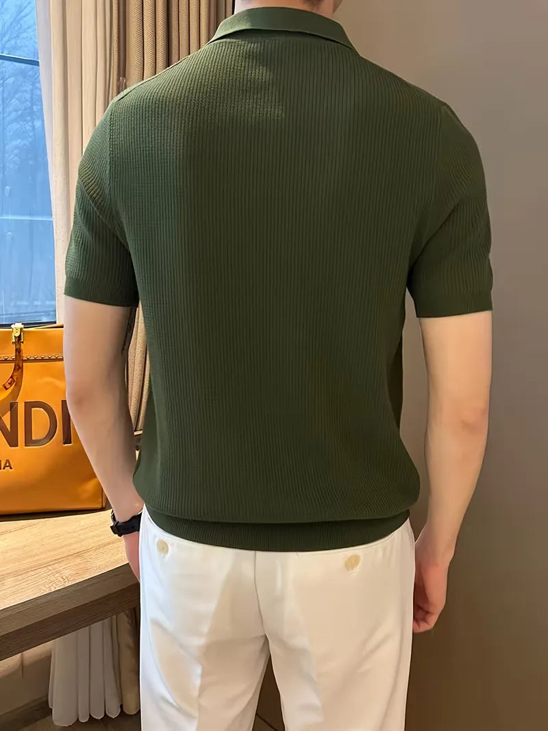 Polo Heren Korte Mouw | Gebreid Ribbelpatroon & Verfijnd
