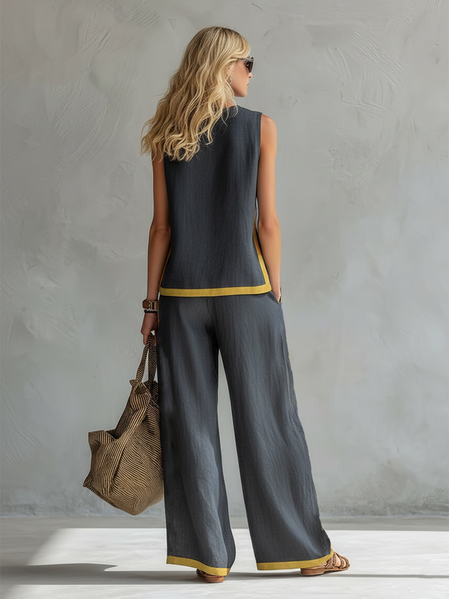 Poppy | Contrasterende vest- en broekset