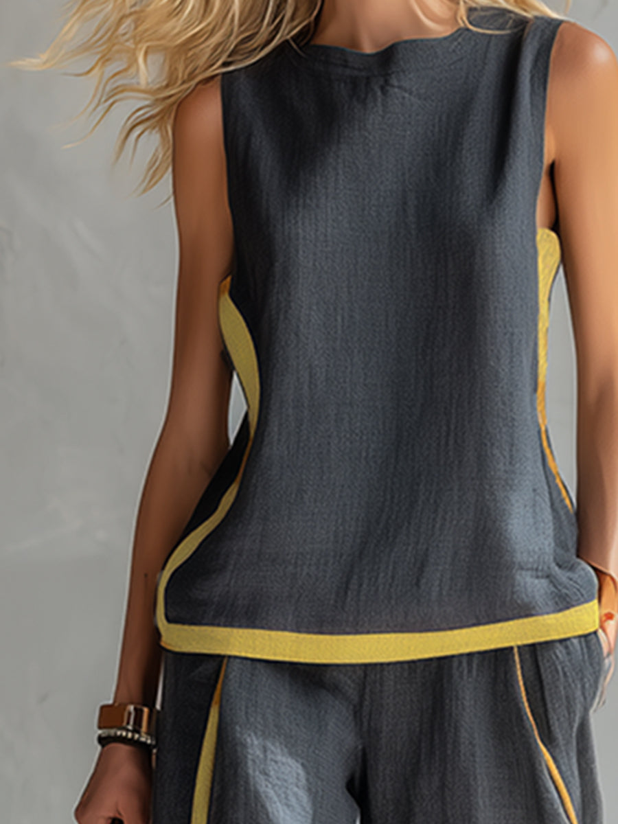 Poppy | Contrasterende vest- en broekset