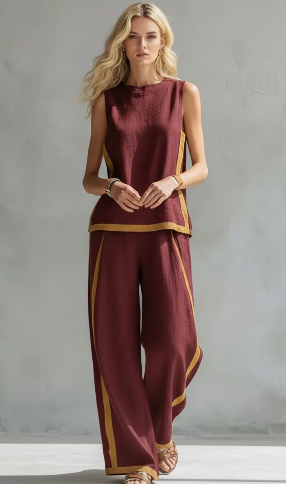 Poppy | Contrasterende vest- en broekset