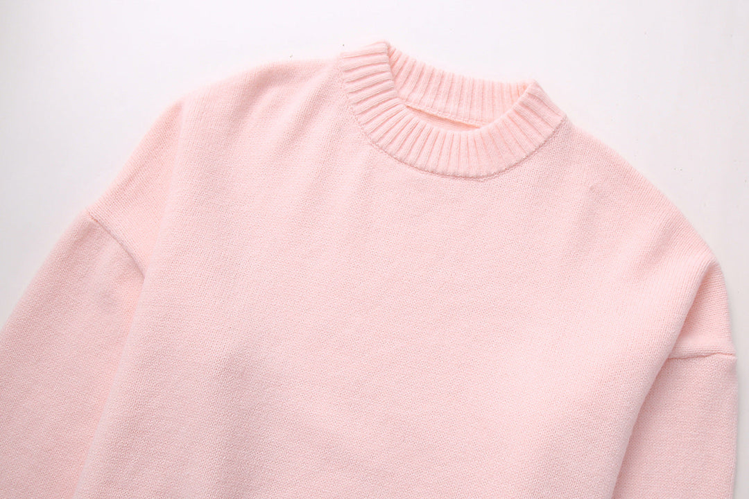 Comfortabel Basic Trui Roze Dames