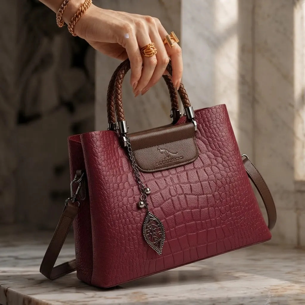 L'Éloriée Gegraveerde Vintage Leren Tas
