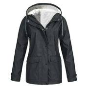 Regenjas met fleece voering en capuchon