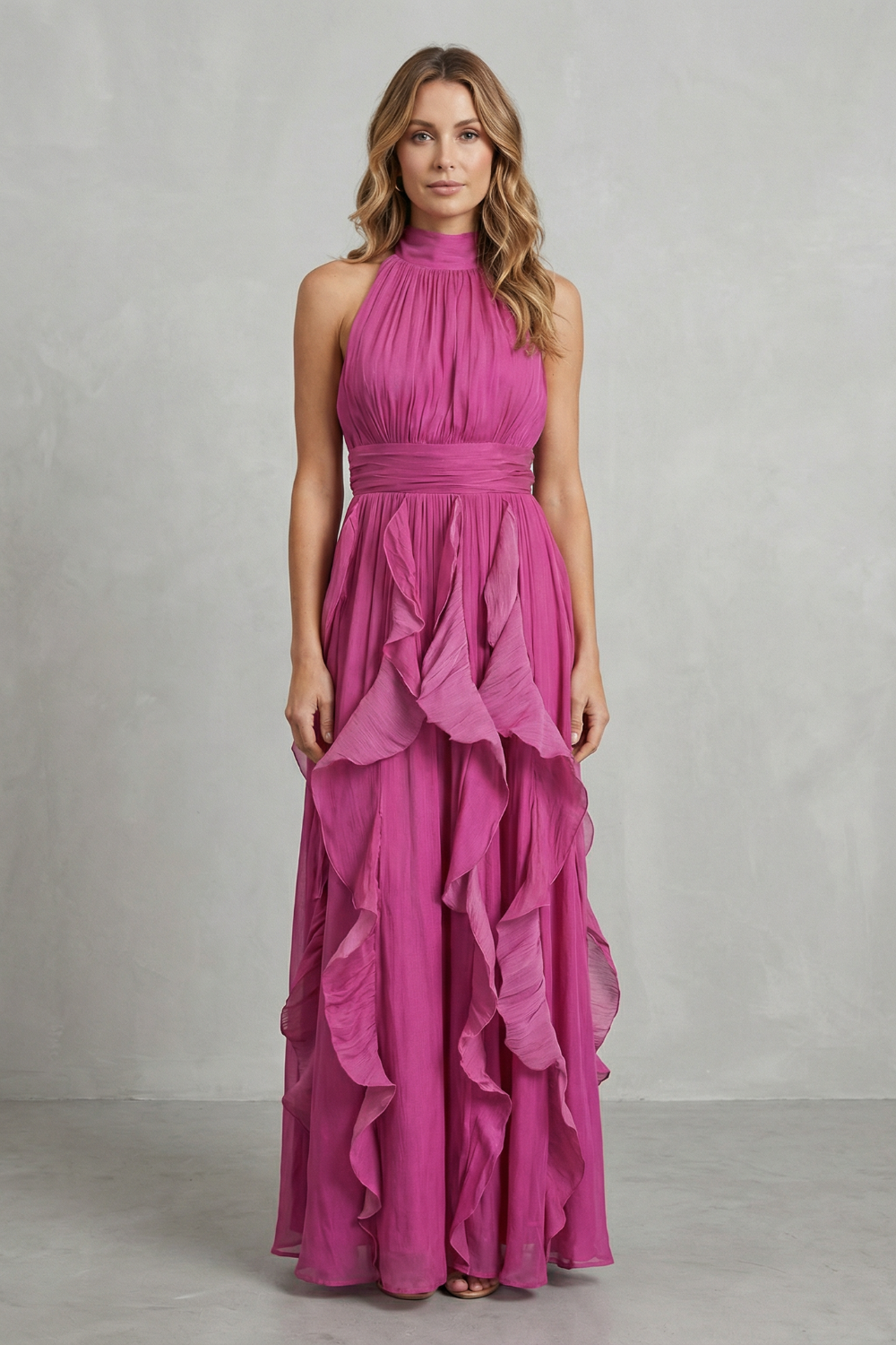 Rosamira | Elegante maxi-jurk van gegolfde chiffon