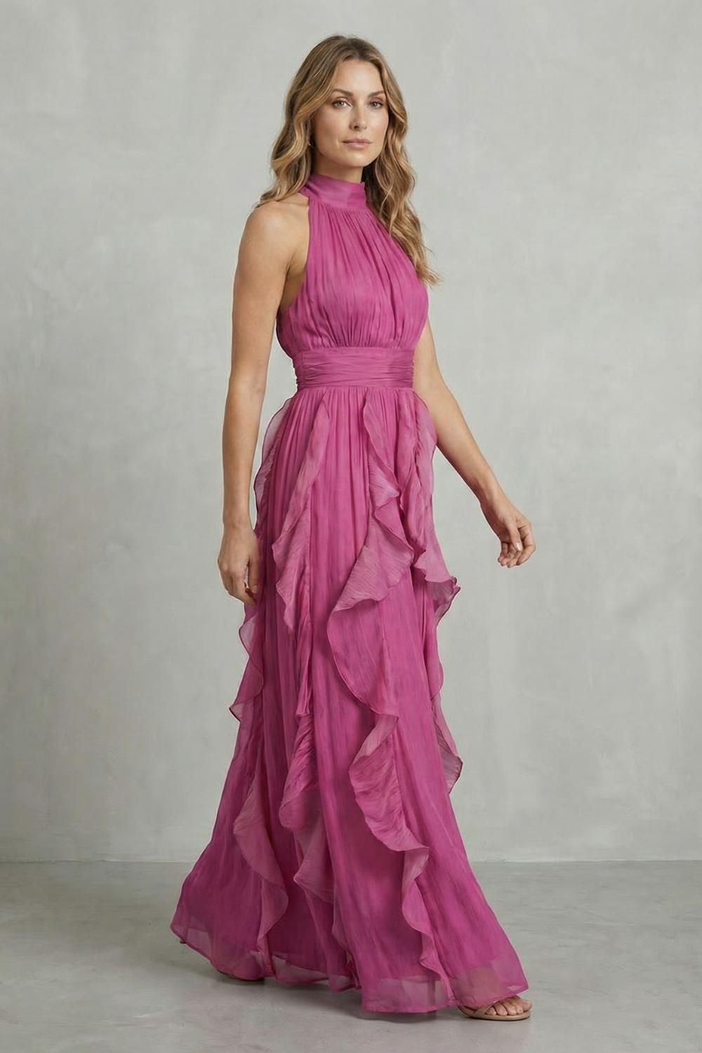 Rosamira | Elegante maxi-jurk van gegolfde chiffon