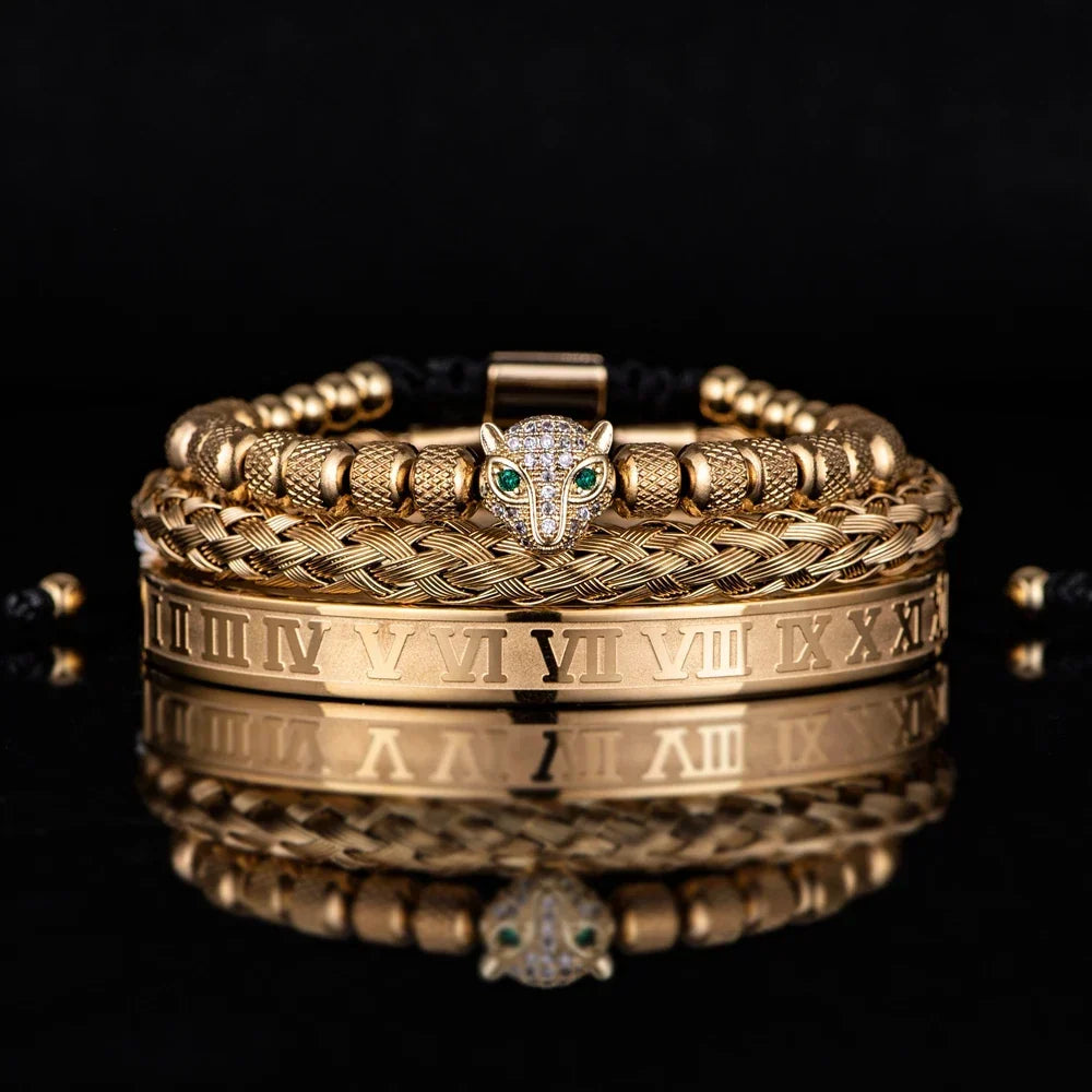 Roman Panther Drie-laags Armband Set