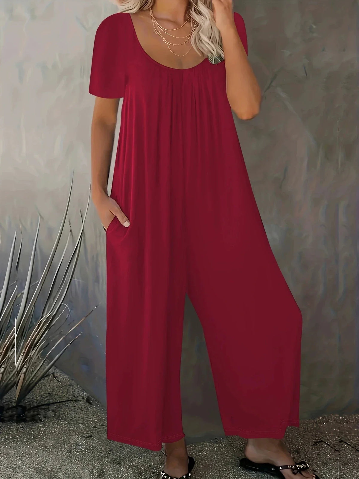 Cassie | Casual Effen Kleur Jumpsuit met Zakken