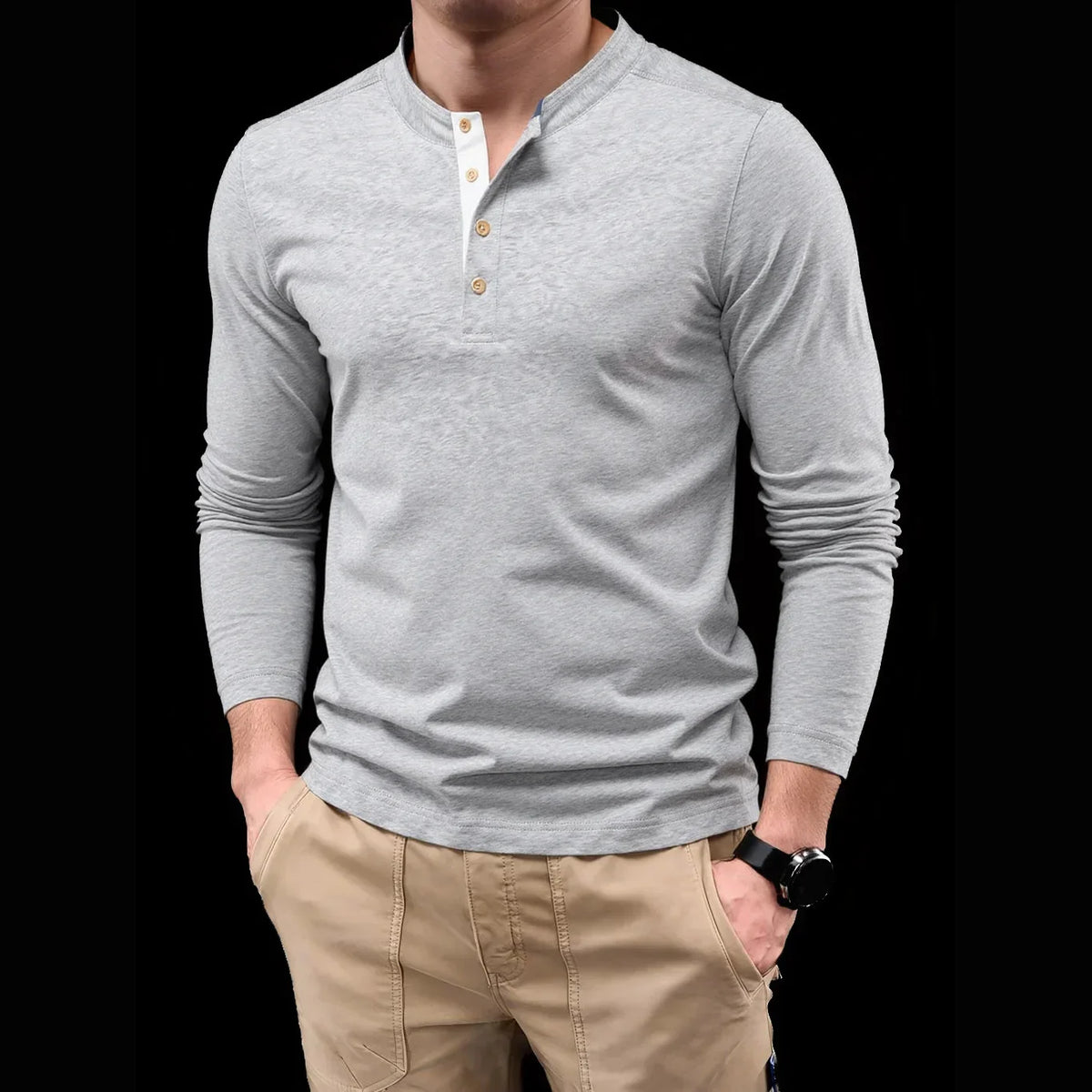 Barry | Henley Heren  Shirt Met Lange Mouwen
