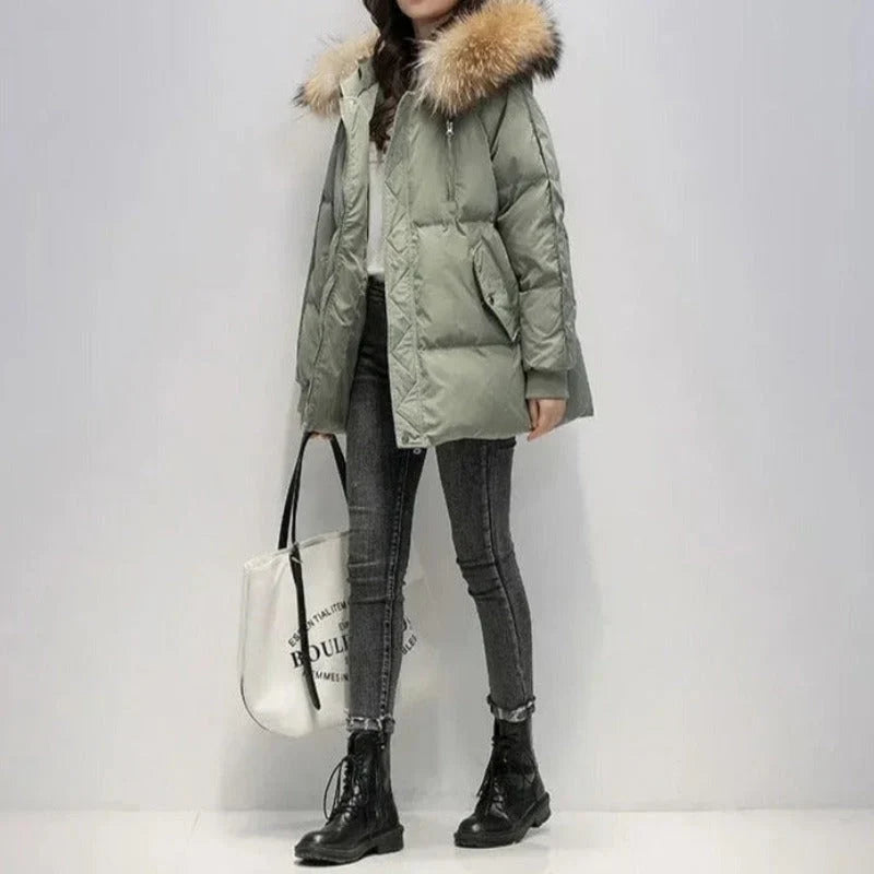 Comfortabel Dames Winterjas Met Imitatiebont - Ami