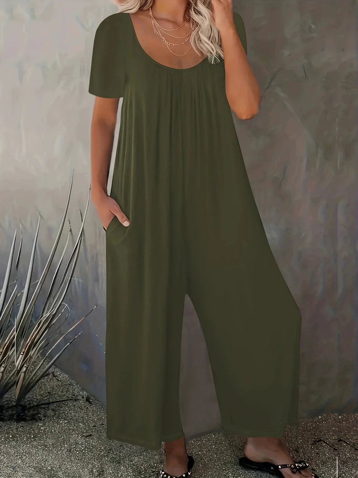 Cassie | Casual Effen Kleur Jumpsuit met Zakken