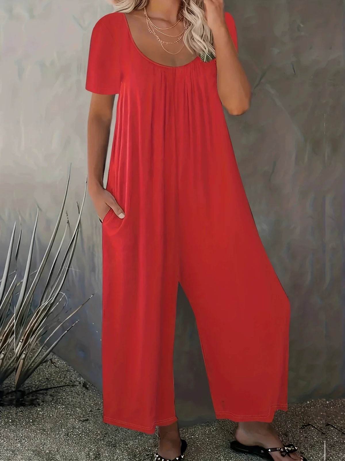 Cassie | Casual Effen Kleur Jumpsuit met Zakken