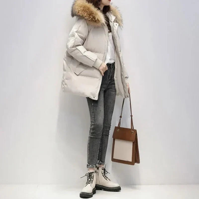 Comfortabel Dames Winterjas Met Imitatiebont - Ami