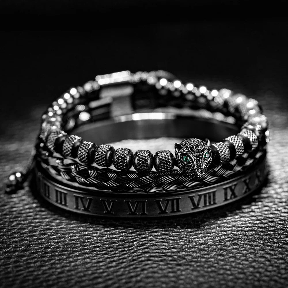 Roman Panther Drie-laags Armband Set