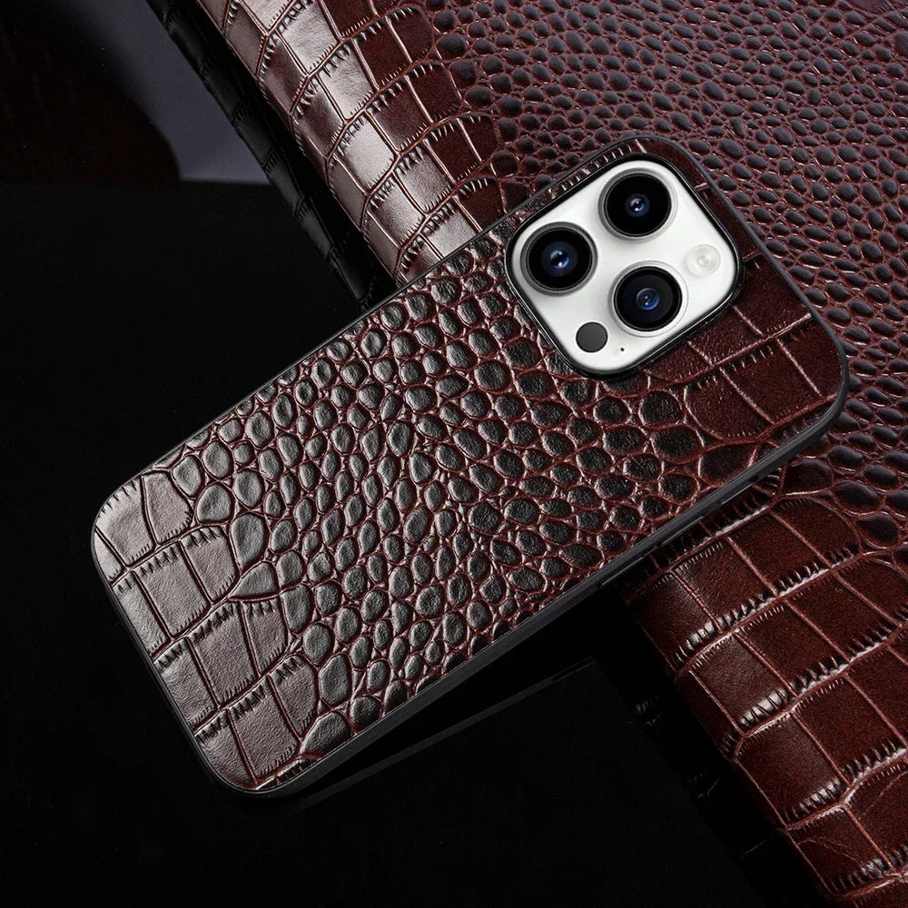 Echte Croc Leren iPhone Hoes