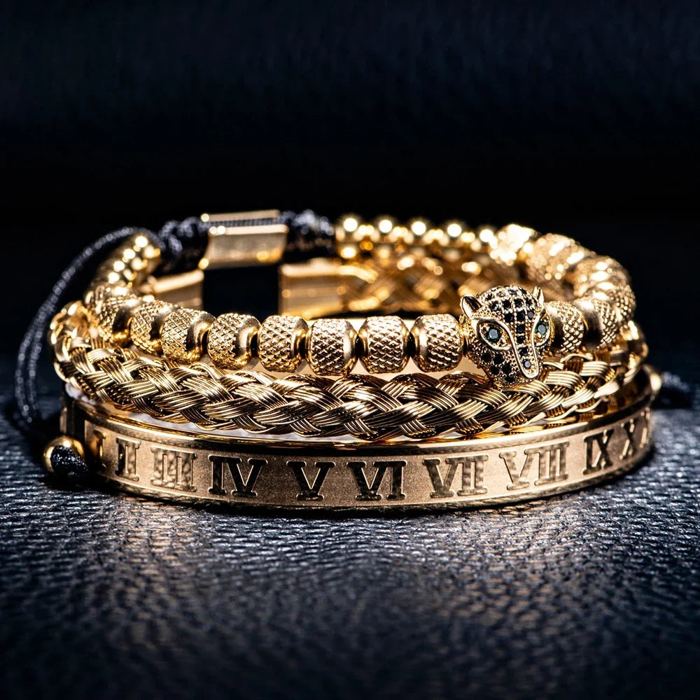 Roman Panther Drie-laags Armband Set