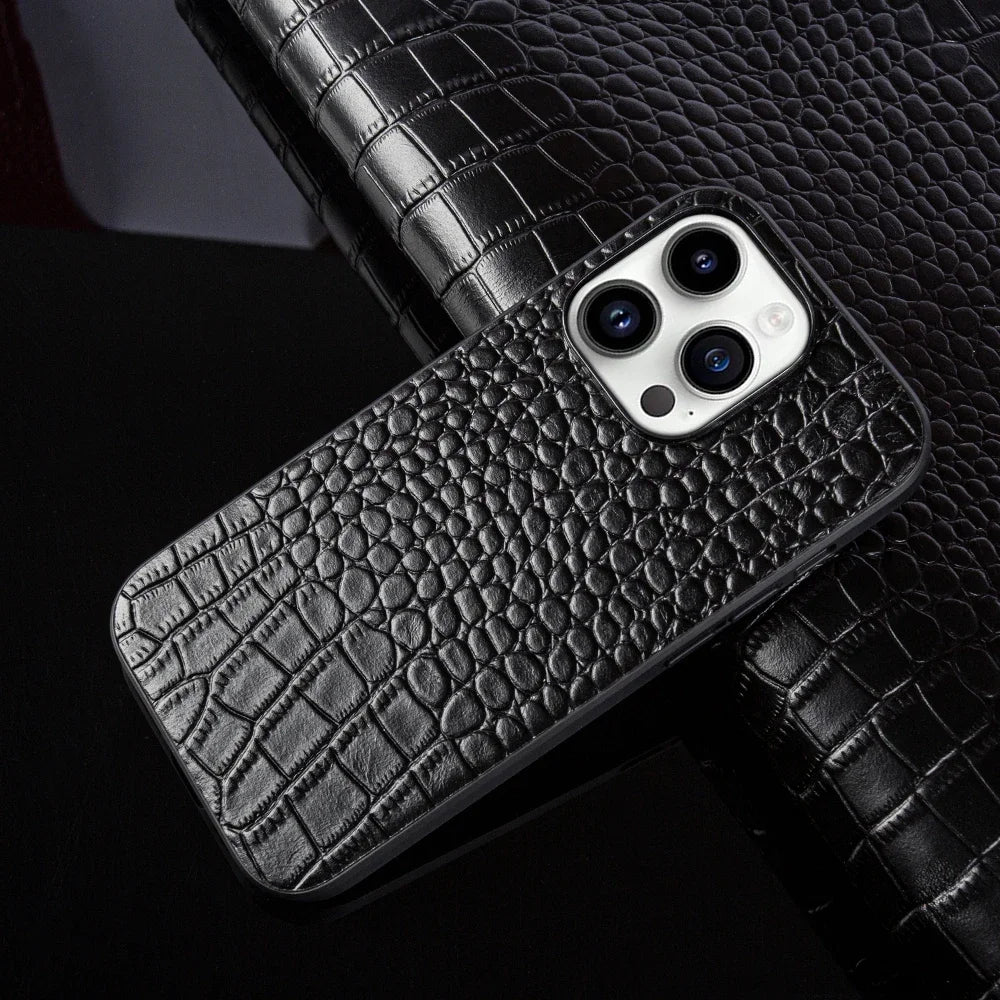 Echte Croc Leren iPhone Hoes