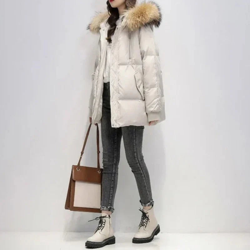 Comfortabel Dames Winterjas Met Imitatiebont - Ami