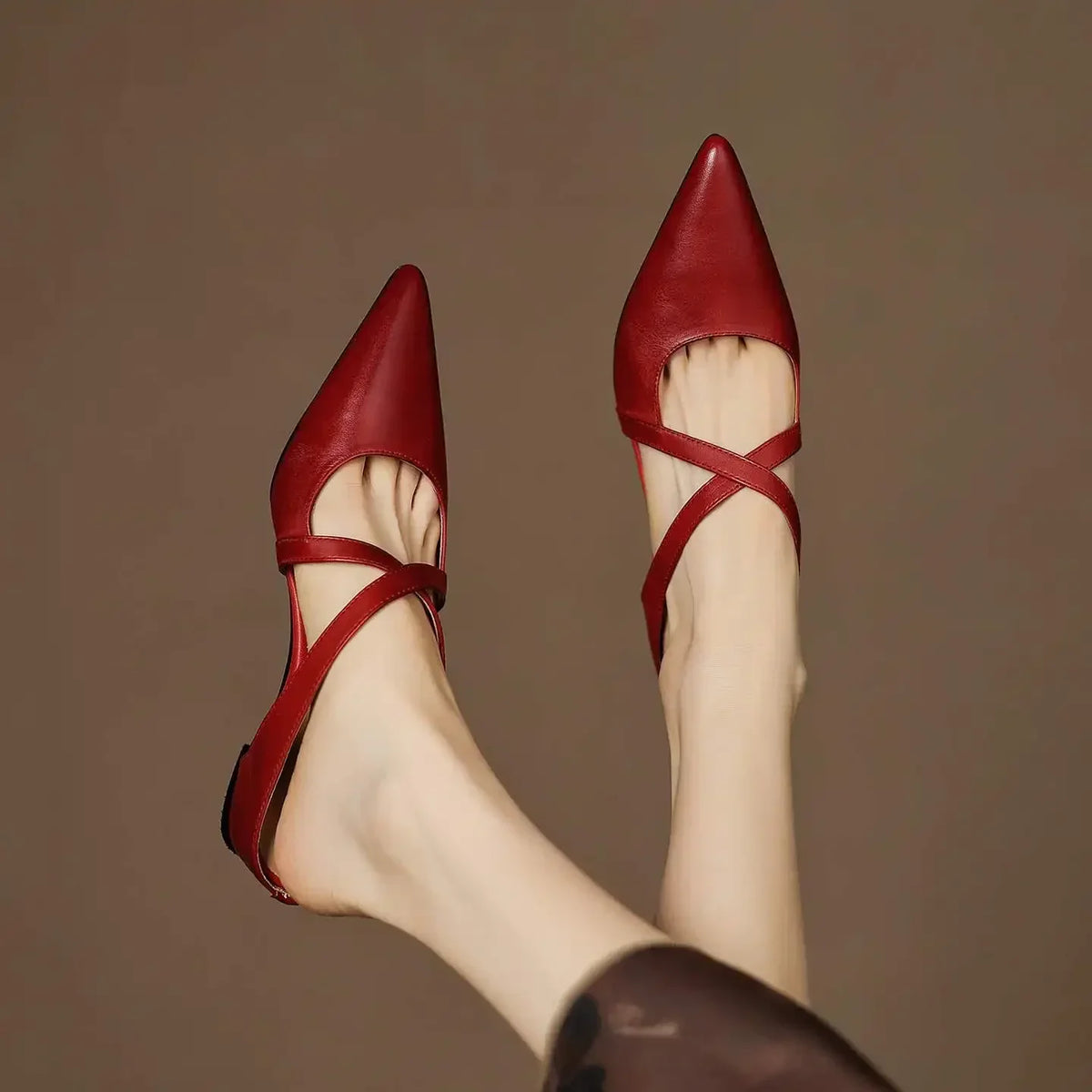 Margot Cross-Strap Leren Mule