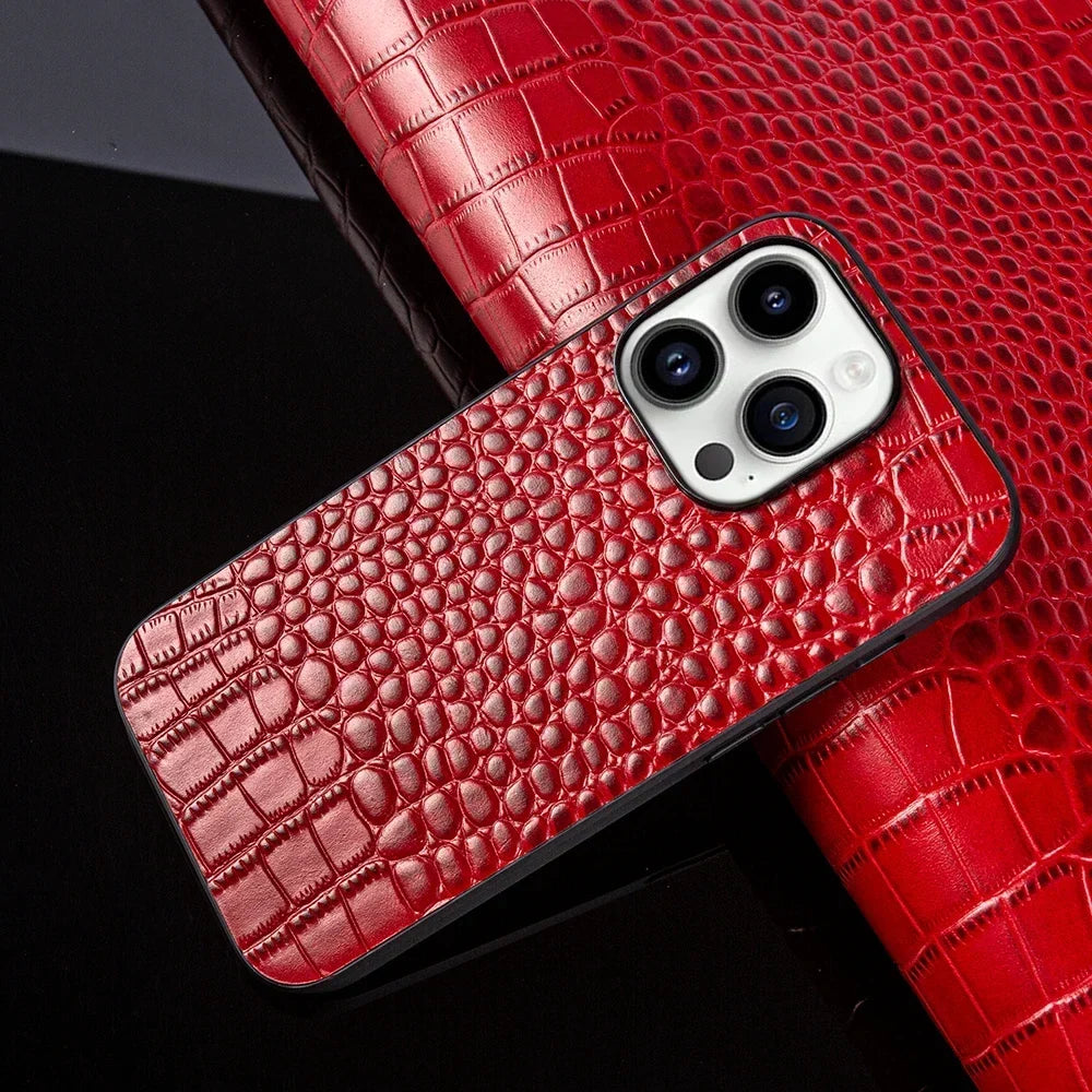 Echte Croc Leren iPhone Hoes