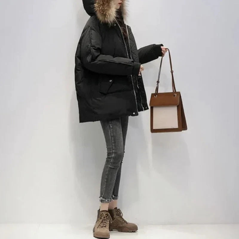 Comfortabel Dames Winterjas Met Imitatiebont - Ami
