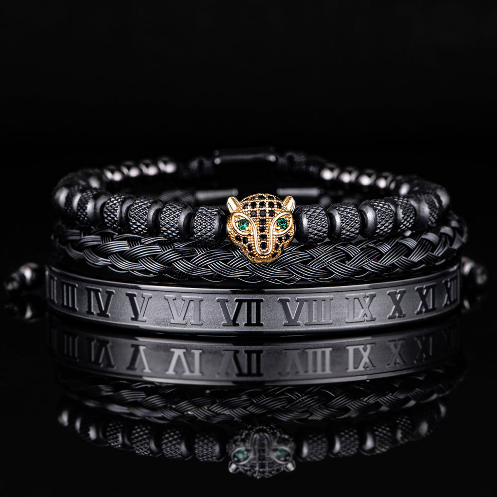 Roman Panther Drie-laags Armband Set
