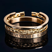 Romeinse Stalen Drie-stapel Armband Set