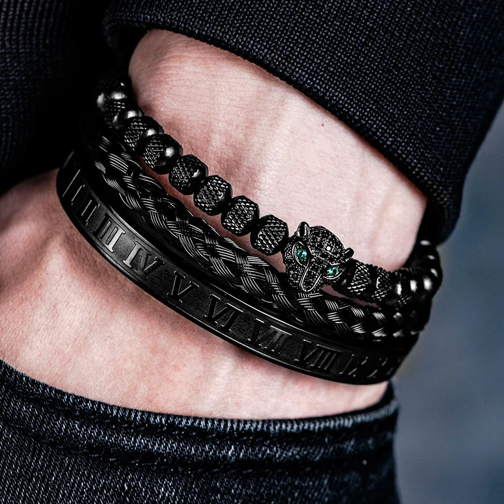Roman Panther Drie-laags Armband Set