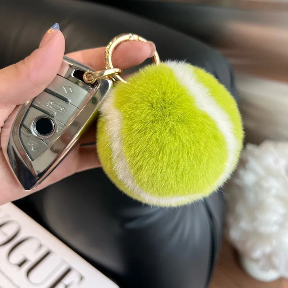 Fluffy Tennisbal Sleutelhanger