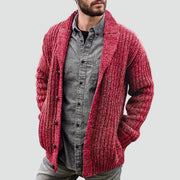 Heren Robuust Gebreid Cardigan Met Sjaalkraag En Knopen