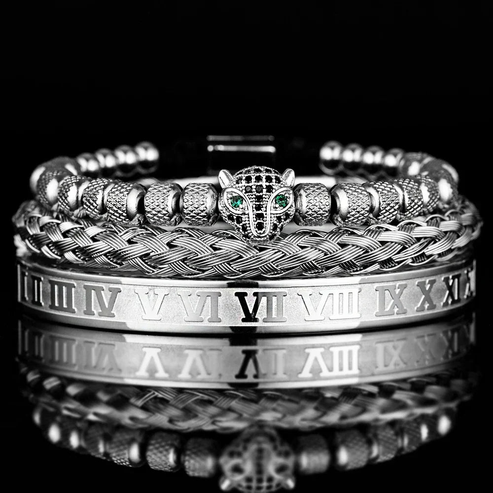 Roman Panther Drie-laags Armband Set
