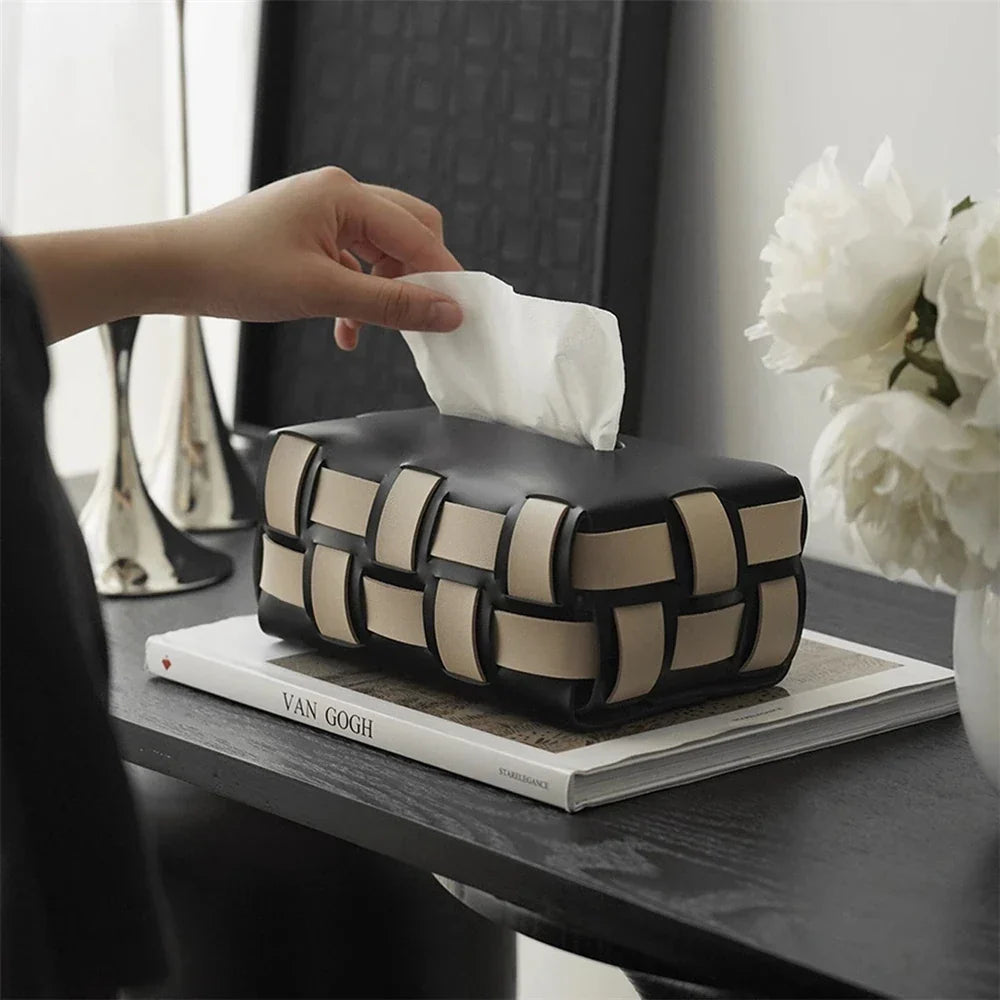 Plaid Luxe Leren Tissue Doos