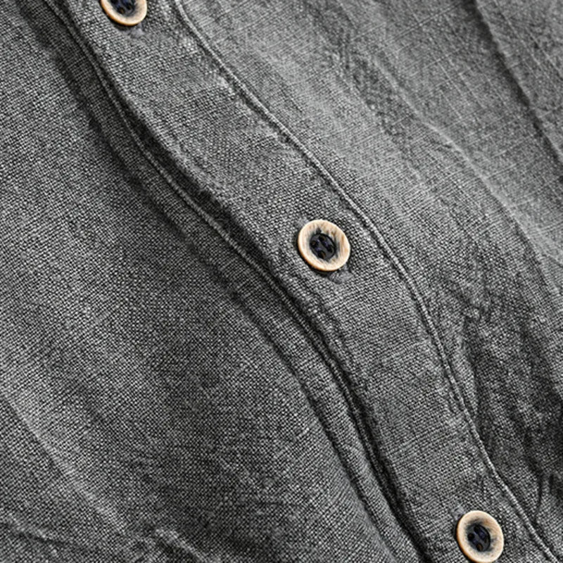 Henry Brook Lange Mouwen Linnen Shirt