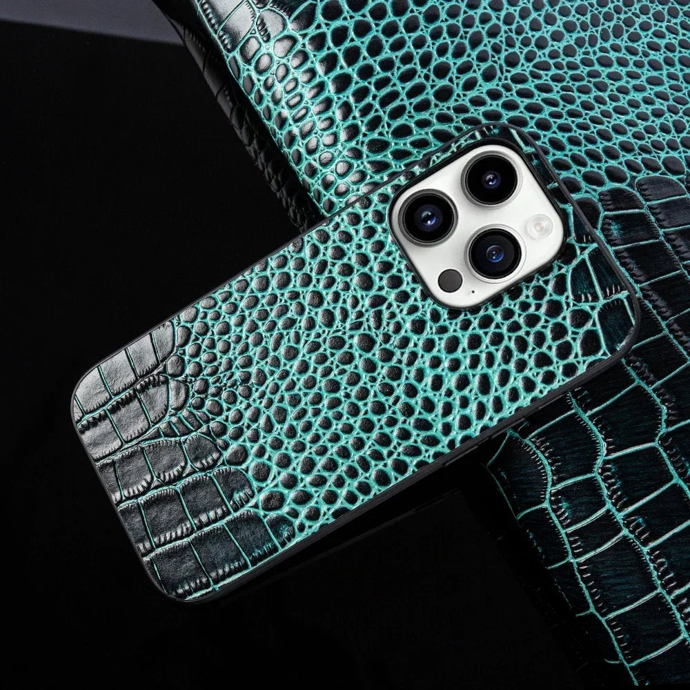 Echte Croc Leren iPhone Hoes
