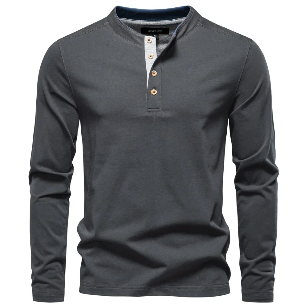 Barry | Henley Heren  Shirt Met Lange Mouwen