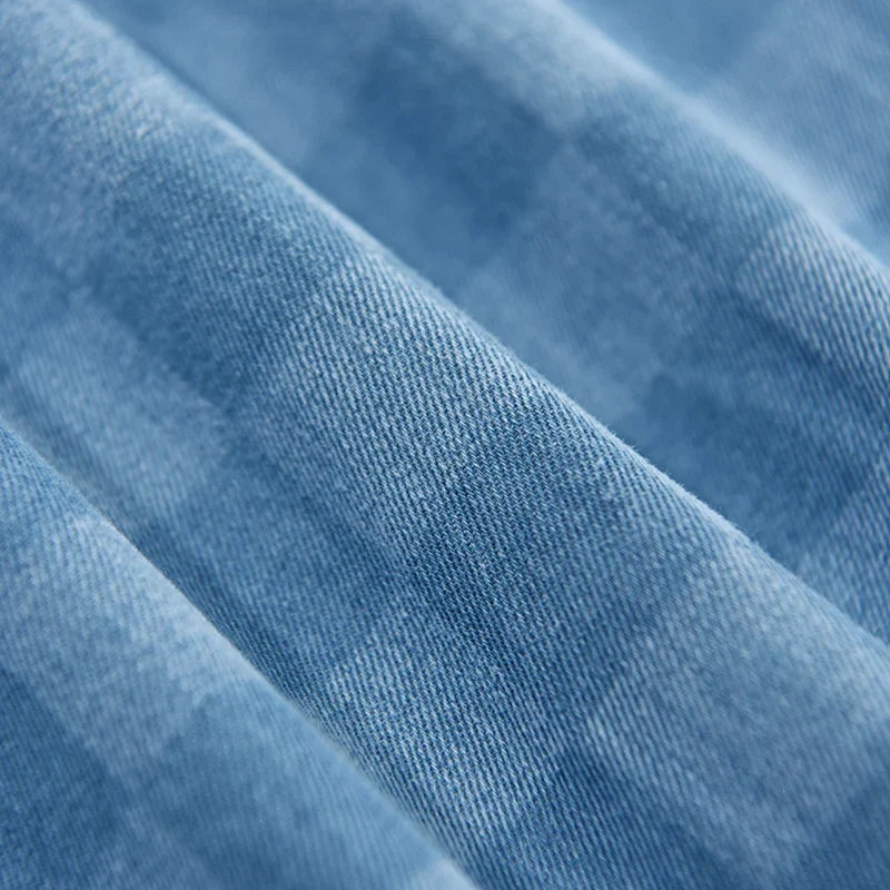 Blauwe Horizon Geruite Overhemd met Knopen