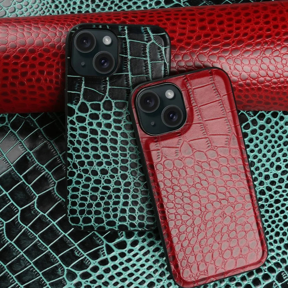 Echte Croc Leren iPhone Hoes