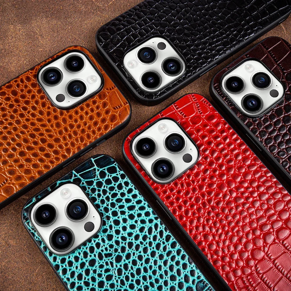 Echte Croc Leren iPhone Hoes