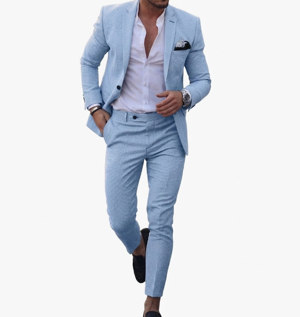 Slim Fit Colbert en Broek Set Heren Zomer