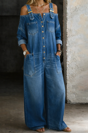 Demi | Spijkerjumpsuit met blote schouders